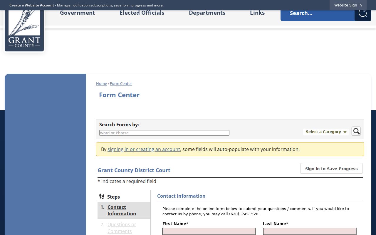 Grant County court schedule District Court contact form
