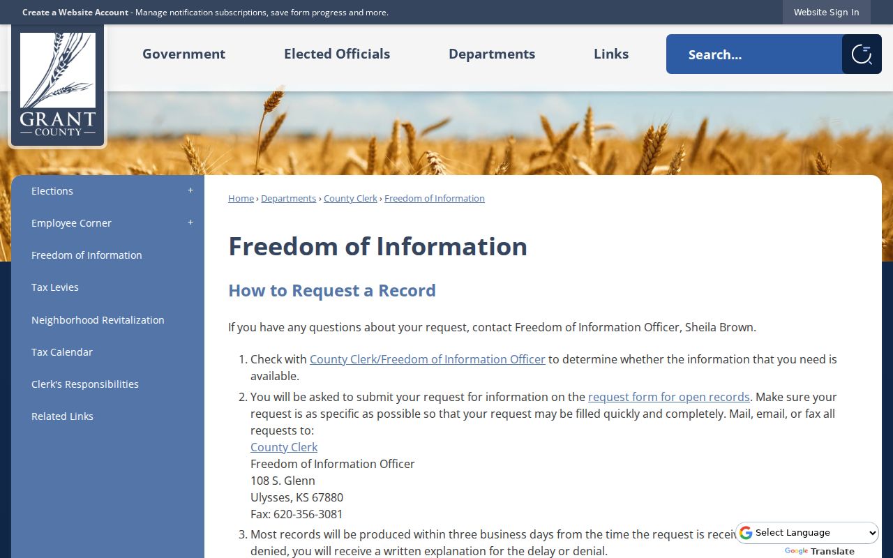 Grant County administrative record request instructions distinct from court dockets