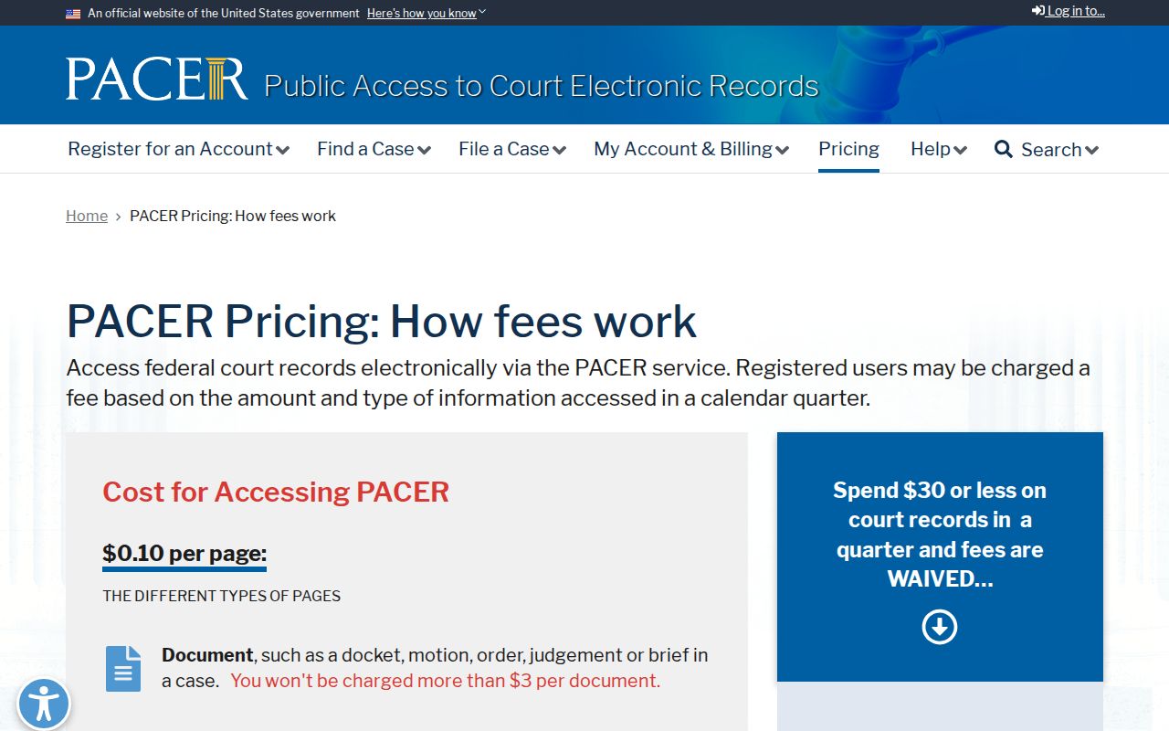 Grant County traffic court comparison with federal record fees